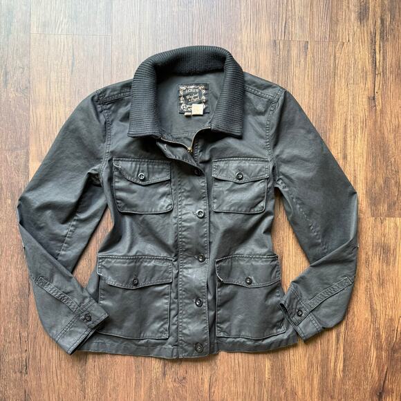 J.Crew Washed & Aged Utility Jacket Black Cotton Women's Large - Picture 1 of 8